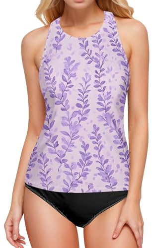 Tankini top leopardato rosa backless costumi da bagno collo alto costume da bagno top per le donne