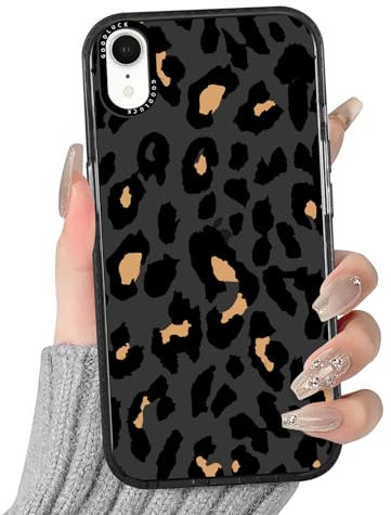 Yirlbey Transparent HandyHülle für iPhone XR Leopard Hülle, Aesthetic Muster Schwarz Design Mädchen Geschenk Schutzhülle, Silikon TPU-Rahmen und Harter PC-Rückseite Case Cover für iPhone XR 6,1