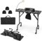 COSTWAY Folding Manicure Nail Table, Portable Nail Station Beauty Technician Desk with Dust Collector, LED Lamp, Wrist Pad, 4 Lockable Wheels & Carry Bag, Mobile Professional Spa Salon Table (Black)