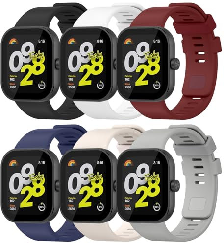 Meliya 6 Piezas Correas para Xiaomi Redmi Watch 5/Redmi Watch 4 Correas,Silicona Pulseras de Repuesto para Xiaomi Mi Band 9 Pro/8 Pro Mujer Hombre
