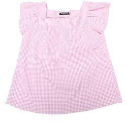 Allegra K Hauts d'été à col carré vichy pour femmes T-shirts à manches courtes, rose, M