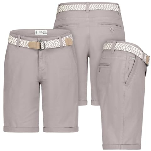 Stitch & Soul Damen Short Bermuda Kurze Hose Sommer Chino Stoff Hose mit Gürtel