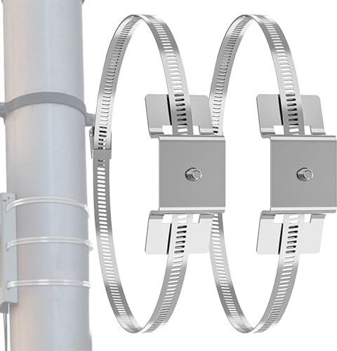 Stangenhalterungen | 2 Stück Schildermontage Ausdehnungsgefäßhalterung | Rohrschellen | Verstellbare Metallbeschläge für runde Telefonmaststangen Kameras Solarpanel Warmwasserbereiter