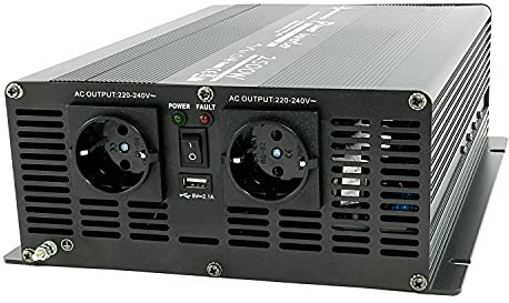 SOLARTRONICS Spannungswandler NM2500 12V 2500 Watt SCHWARZ - 5000 Watt Spitzenleistung - Wechselrichter 12v auf 230v - Blei- oder AGM-Batterie kompatibel - mit Schuko- & USB Anschluss