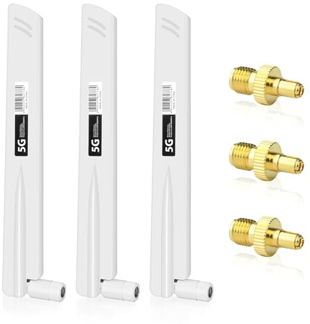 Diymore 3PCS 5G SMA Antenna 8dBi High-Gain Omnidirectional Antenna for 4G LTE Router, 600-6000MHz, WiFi Modem, IoT Devices, Smart Home, Robots (Waterproof, Lightning Protection) - White