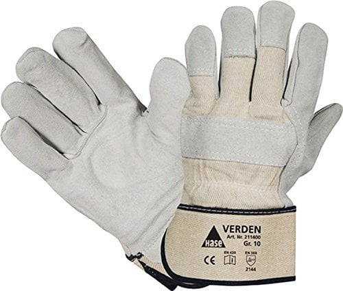 Handschuhe Verden Gr.10 grau/natur Rindspaltleder EN 388 Kat.II Hase, 12 Stück