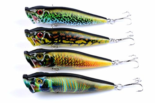 dorisea Angeln lockt Harter Köder Popper Lure mit Treble Haken natürliches Swimbait Angeln Köder 3D Angeln Augen Popper Crankbait Vibe sinkend Köder für Bass Forelle