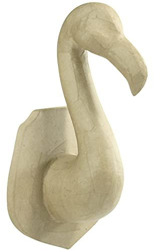 Décopatch MA028C Trophäe Flamingo (aus Pappmaché zum Verzieren und Personalisieren, 19,5 x 16,3 x 35 cm, ideal für Ihre Hausdeko) 1 Stück kartonbraun