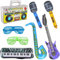 Jumbo Rock Inflatables Toys Set PhotoBooth Party Props Guitar Saxophone Microphone BoomBox Keyboard Balloons Musical Instruments Party Supplies Favors Birthday Christmas Accessories Decoration 8 PCS
