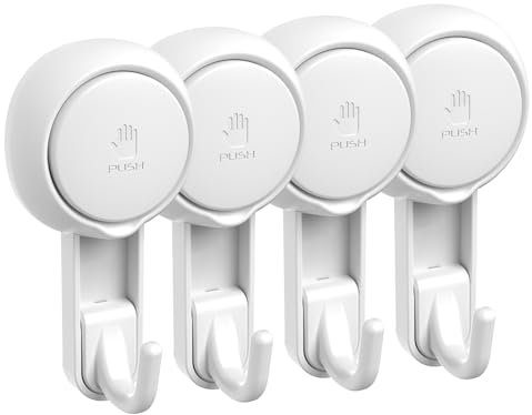 Marchpower Ganci a ventosa, senza trapano, 4PC di ganci a muro a vuoto extra forti fino a 5Kg riutilizzabili per appendere cucina bagno finestra