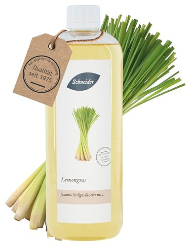 Saunabedarf Schneider Sauna Aufguss Konzentrat Lemongras - 1000ml, naturreine, ätherische Öle, wohltuender Saunaaufguss & langanhaltendes Dufterlebnis