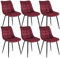 WOLTU Esszimmerstühle 6er Set Küchenstuhl Polsterstuhl Wohnzimmerstuhl Sessel mit Rückenlehne, Sitzfläche aus Samt, Metallbeine, Bordeaux BH142bd-6