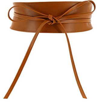 FASHIONGEN - Echtem Rindsleder Vollnarbenleder Obi Gürtel für Damen, Bindgürtel, CASSIANE - Kamel, 3XL