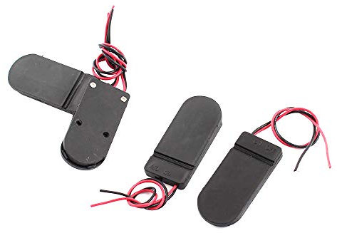 6V ON/OFF Switch 2 x 3V CR2032 Button Cell Button Battery Holder Socket Box Clip Housing for LED with Cable Black