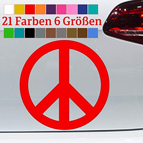 generisch Peace Aufkleber Friedens Zeichen Sticker Punk 80er Hippie Flower Power Vinyl JDM in 6 Größen und 21 Farben