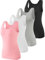 vislivin Elastische Tank Tops für Damen Unterhemden 4er Pack Schwarz/Grau/Weiß/Rosa L