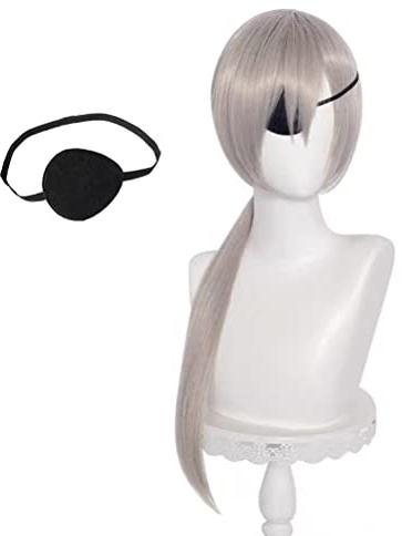 GZIRUE Quanxi Wig Cosplay Hair Wig with Eyepatch Anime Man Costume