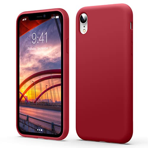 Flyzoo Flüssige Silikon Case Kompatibel mit iPhone XR Hülle (6,1), Kratzfest & Anti-fingerabdruck Handyhülle mit Rundumschutz: 4-Schicht Schutzhülle, Erhöhter Rand für Bildschirm & Kamera, Rot