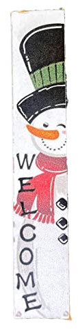 Melody Jane Panneau en bois pour maison de poupées « Welcome » - Bonhomme de neige miniature - Accessoire de Noël