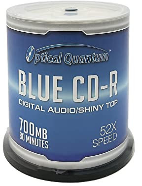 Optical Quantum Music Digital Audio Silver Top 700MB 52x blau AZO CD-R mit geräuschfreier Wiedergabe für optimale Audio-Musikaufnahme, 100 Discs