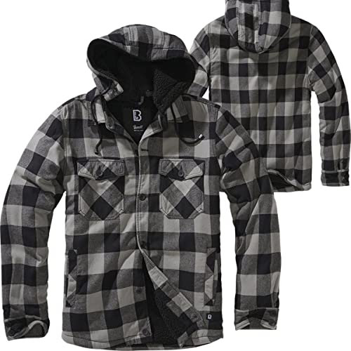 Brandit Lumber Jacket Hooded, Uomo, blk+charco, L