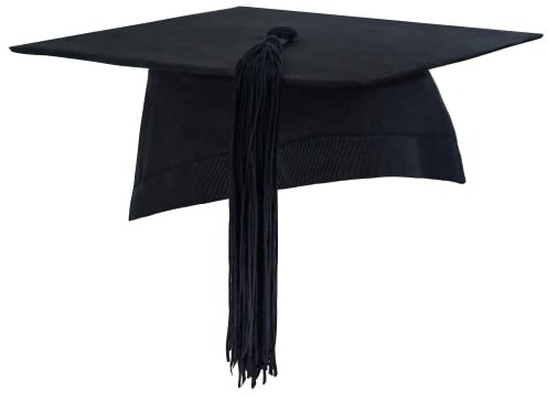 Graduation Cap for Adults Academic Costome, Bachelor and Master Ceremony, Mortarboard with Tassel Unisex Black (Black, XL)