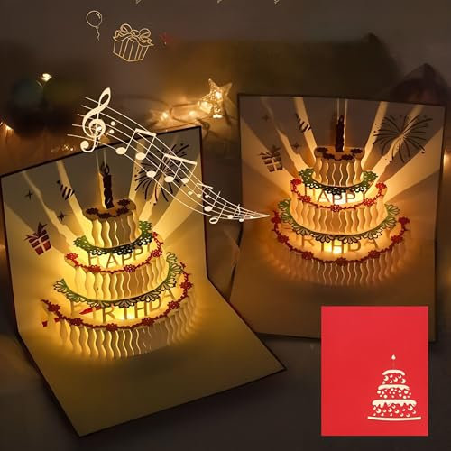 Glückwunschkarten, 3D Geburtstagstorte, Pop Up Grußkarte, änner & Frauen, beste Freundin, Schwester, Bruder, Mutter, Vater, Ehemann, Ehefrau, Weihnachten, Umschlägen