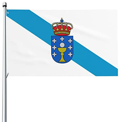 Bandera de Galicia Bandera 3x5 pies Patio Jardín Césped Bienvenida Decoración Banner Interior Fiesta en casa Banderas