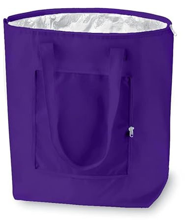 PromotionGift Bolsa de compras o de playa reutilizable y plegable para mantener el frío, ligera y duradera, con forro interior de aluminio para una perfecta función de enfriamiento, 25 L (morado)