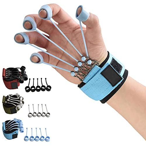 Handtrainer Fingertrainer, Finger Extensor Exerciser Handgriffverstärker mit Resistance Band, 40 Pfund Griffkraft Trainer, Hand Grip Trainer Handmuskeltrainer für Männer Frauen Blau