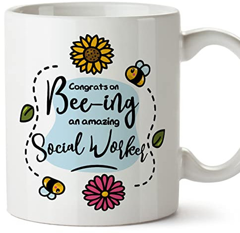 MUGFFINS Tazas para TRABAJADORA SOCIAL - En Inglés - Thanks For Beeing Amazing - 11 oz / 330 ml - Regalo original y divertido