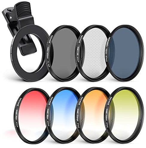 NEEWER 67mm ND+CPL+Effekt Filter Set mit Handy Phone Objektiv Klammer, Polfilter ND32, 6 Punkt Sternfilter 4 abgestufte Farbfilter kompatibel mit iPhone 16 15 Pro Max 13 12 X Xs Samsung Huawei