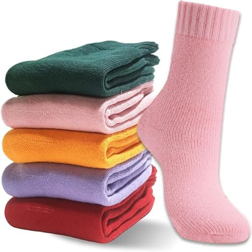 MOSOTECH Calze Termiche Donna Invernali - Colorate Spesse in Spugna, Calzini Termici Vintage di Calda per Trekking, Lavoro, calzettoni Regalo Taglia Unica 35-42
