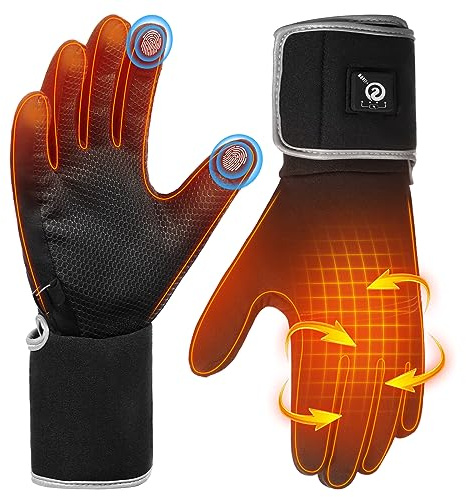 Heated Glove Liners for Men Women Rechargeable Thin Gloves Hand Warmer with Residual Power Indicator for Typing, Driving, Riding, Cycling, Hiking, Running, Hunting