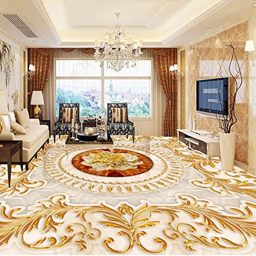 SABORR Impermeable PVC autoadhesivo 3D suelo de papel pintado oro rosa cajón de mármol baño cocina impermeable baldosa mural pegatina