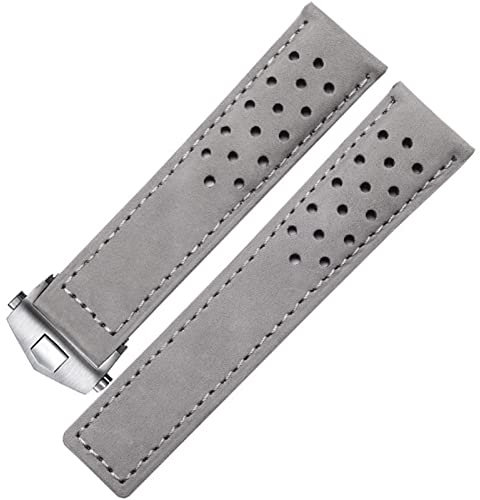 Echtes Lederarmband für Tag Heuer-Uhrenarmband mit Faltschließe, 20 mm, 22 mm, grau, schwarz, braun, Rindsleder