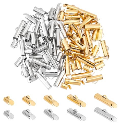 UNICRAFTALE 100 Stk 5 Größen 2 Farben Edelstahl Aufschieben Endverschlüsse Rohre Schieber Endkappen Crimp End Rohr Schieber Verschluss Für Rocailles Halskette Armband Schmuckherstellung Verschlüsse