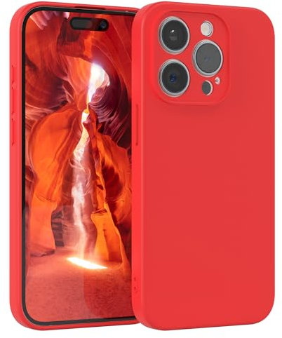 EAZY CASE - Silikonhülle für iPhone 15 Pro Hülle Silikon Case Rot weich stoßfeste Handyhülle iPhone 15 Pro Schutzhülle mit Kameraschutz Dünn Premium Schutz Cover TPU Phone Bumper in Rot
