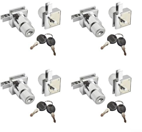 Perforationsfreies Glas Schrank Schloss Store Vitrine Türschloss 308-H Schloss Legierung Aluminium Schloss (4 Stück)