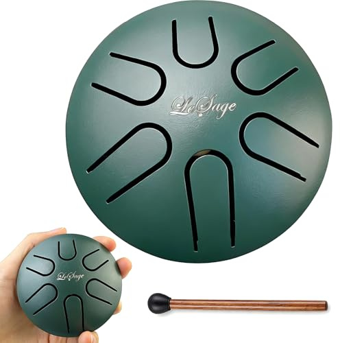 LeSage Steel Tongue Drum 3 Inch 6 Notes, Rain Drum Style Calming Percussion Instrument for Relaxation & Meditation, Musical Gift for Adults & Beginners