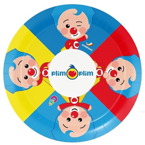 BeenSmile, 8 PLATOS 18 CM PAYASO PLIM PLIM, Platos Desechables para Fiesta de Cumpleaños Infantil, Artículos de Decoración para Fiestas Temáticas
