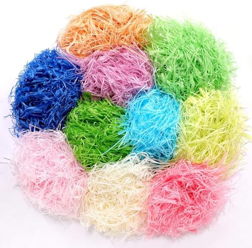 Ostergras Geschreddertes Papier, 300g Raffia Füllmaterial Für Osterkorb, Osterei Dekoration mit 10 Farben