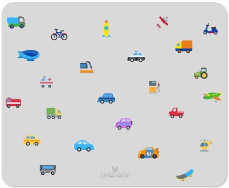TINYLOADERS Platzdeckchen, Platzmatte, Tischset, Placemat, Unterlage in kinderfreundlichem Design in vielen Farben und Motiven, frei von BPA, 43 cm x 34 cm, Vehicles