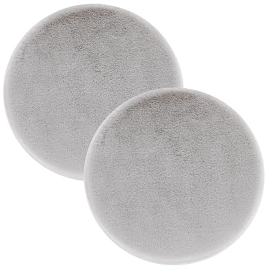 Astra Hochwertiger Kunstfell Teppich flauschig - Teppich Wohnzimmer - Hochflorteppich Lammfell Schaffell Accessoire - Dekofell 2er Set Silber Rund Ø 35 cm
