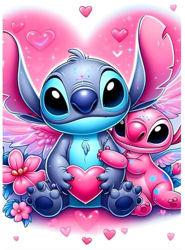 CLYCTIP Stitch Diamond Painting Kits for Adults,Diamond Painting Pictures by Numbers for Kids Adults,Diamond Art Kits , 12 x 16 inch (Black)