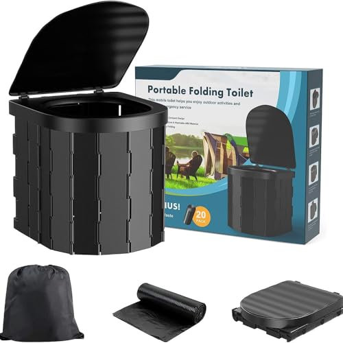 DUOJIN Toilettes de camping, toilettes portables pour adultes et enfants, pot Porta pliable et étanche pour camping, voiture, seau, voyage, plein air, randonnée, excursions, bateau, plage, tente
