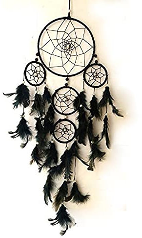 Samyuktha Traumfänger aus Wolle, Vintage, Wandbehang, dekoratives Schaustück, 55 cm, Schwarz