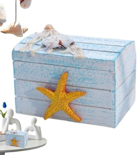 Ruwshuuk Strandbox aus – Schmuck-Aufbewahrungs-Organizer, nautische Aufbewahrungsbox mit Rettungsring-, rustikale dekorative Box für Schmuck