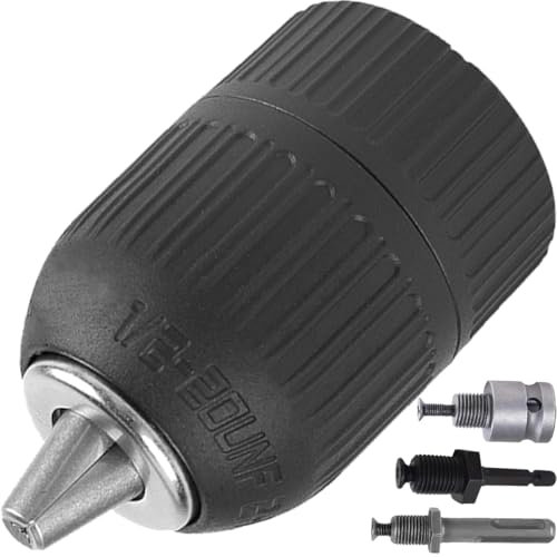 EATBALE Bohrfutter Adapter Kit, 2-13mm 1/2-20UNF Schlüsselloses Schnellspannbohrfutter, Sechskant-Steckschlüsseleinsatz, SDS-Plus 1/2-Vierkant-Innengewinde-Adapter für Handbohrmaschinen (4 Stück)
