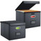 WOPPLXY 2 PCS Portable File Boxes, Leather File Organiser Box with Lids, Foldable Collapsible File Storage Boxes for Office Folder, Home